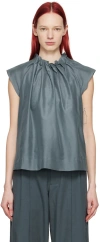 Toogood The Magician Satin Blouse In Cotton Silk Lead