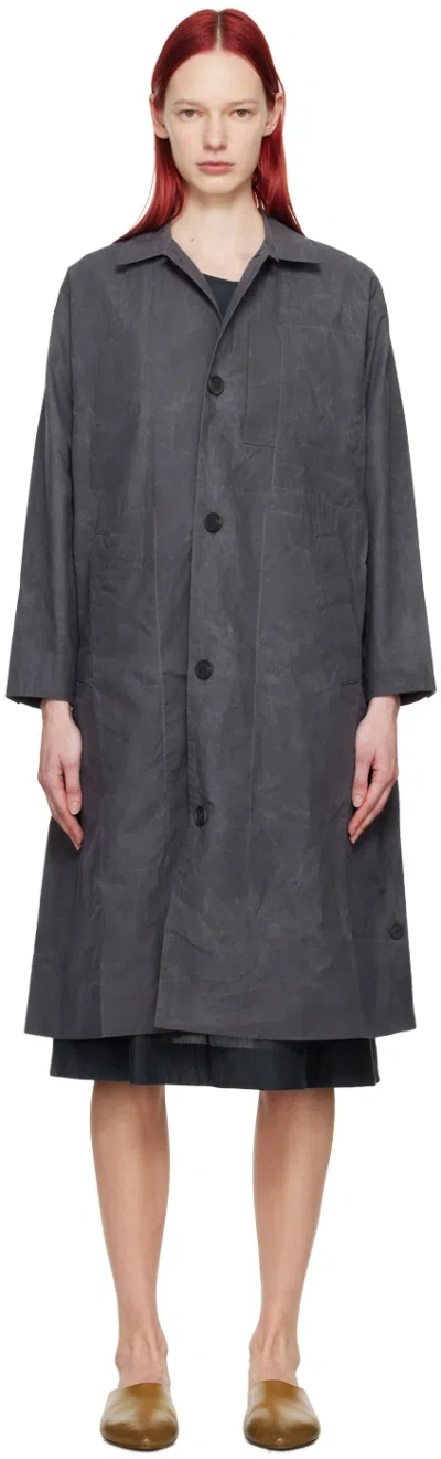 Toogood Gray 'the Messenger' Coat In Proofed Cotton Charc