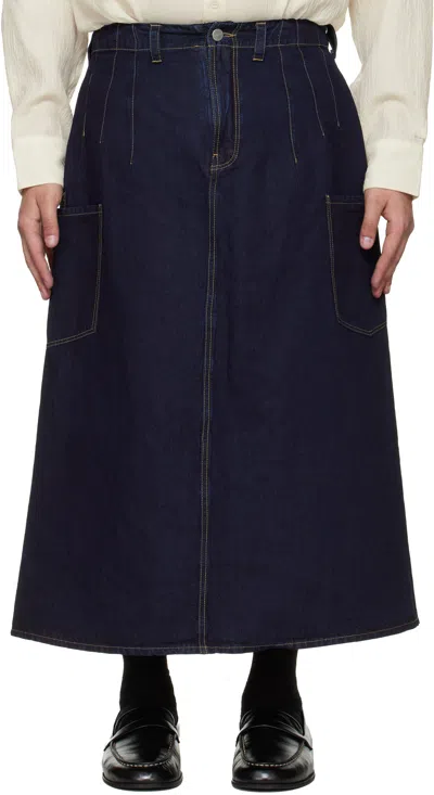 Toogood Indigo 'the Scout' Denim Skirt In Purple