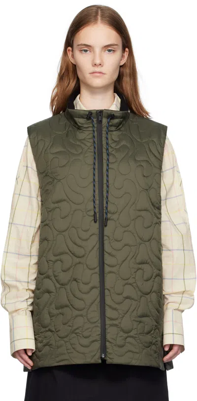 Toogood Khaki 'the Wayfinder' Waistcoat In Contour Quilt Olive