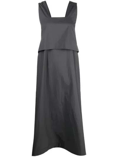 Toogood Layered-detail Draped Cotton Dress In Papery Cotton Tar