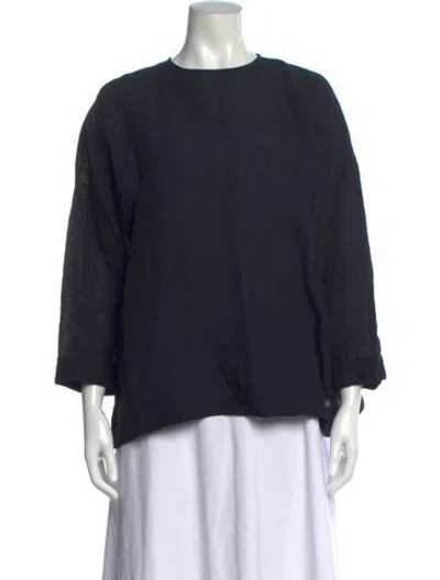 Pre-owned Toogood Linen Striped Top In Black