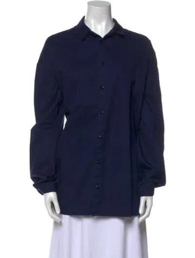 Pre-owned Toogood Long Sleeve Button-up Top In Blue