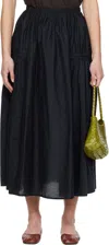 Toogood Navy 'the Harvester' Midi Skirt In Cotton Silk Ink