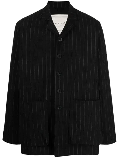 Toogood Pinstripe Button-up Blazer In Black