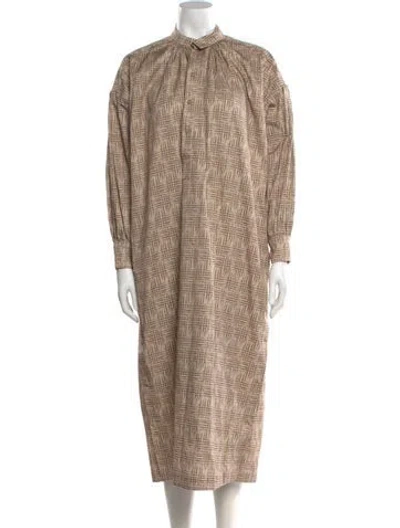 Pre-owned Toogood Plaid Print Long Dress In Neutral