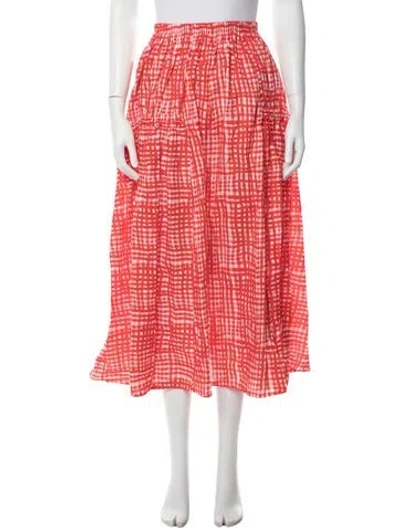 Pre-owned Toogood Plaid Print Long Skirt W/ Tags In Orange