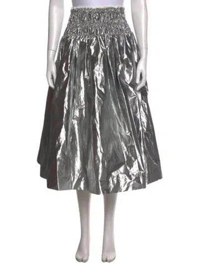 Pre-owned Toogood Ruffle Embellishment Midi Length Skirt In Grey/silver