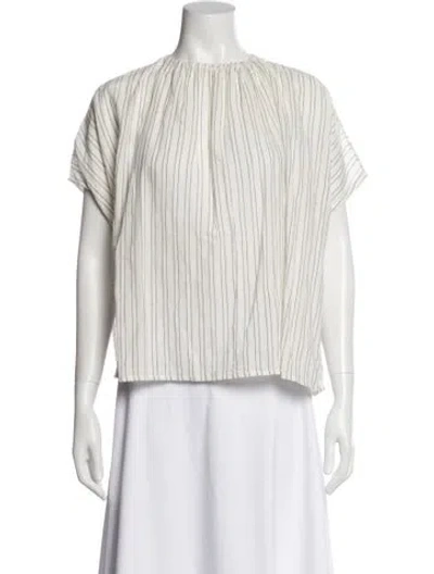 Pre-owned Toogood Striped Crew Neck Top In White