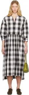 Toogood White & Brown 'the Cook' Midi Dress In Tablecloth Gingham C