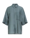 Toogood Woman Shirt Grey Size M Cotton, Silk In Blue