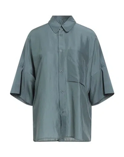 Toogood Woman Shirt Grey Size M Cotton, Silk In Blue