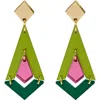 Toolally Art Deco Diamond Drops In Green