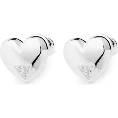 Toolally Art Deco Hearts Studs In Silver