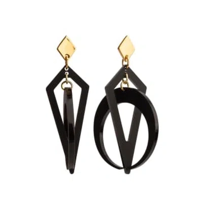 Toolally Crescent Hoops In Black