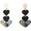 Toolally Heart Drop Earrings In Black