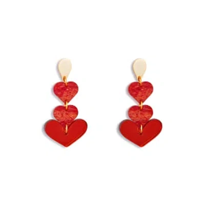 Toolally Heart Drop Earrings In Red