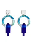 Toolally Petite Art Deco Chandeliers In Blue