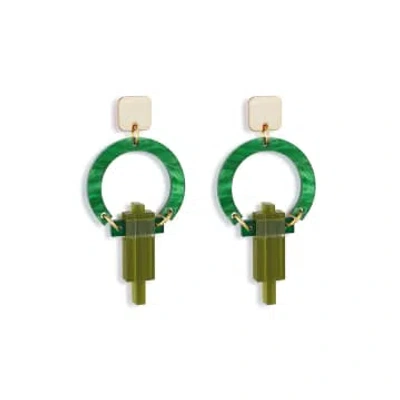 Toolally Petite Art Deco Chandeliers In Green