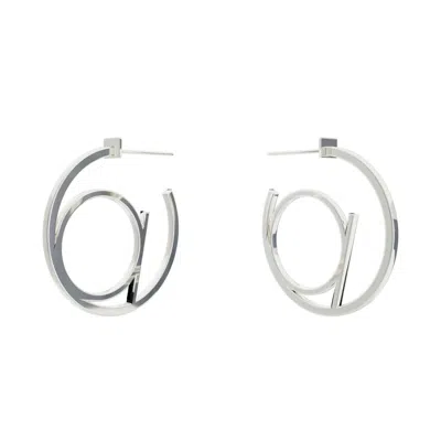 Toolally Women's Alphabet Hoop Earrings - Small - Silver In Metallic