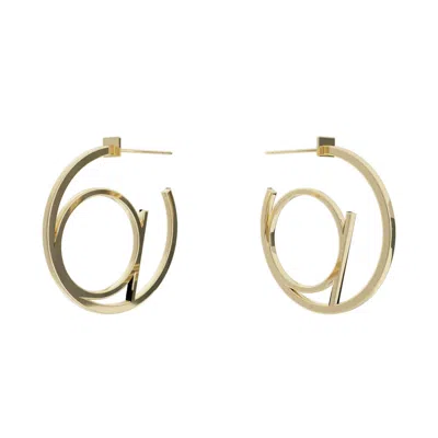 Toolally Women's Alphabet Hoop Earrings Small - Gold In Burgundy