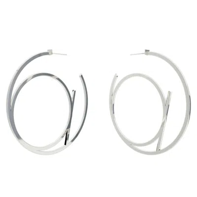 Toolally Women's Alphabet Hoops Large - Sterling Silver In Metallic