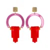 Toolally Women's Art Deco Chandelier Drop Earrings - Pink In Pink