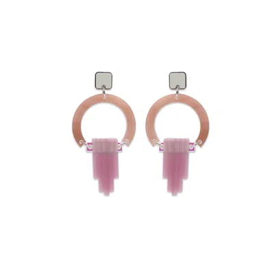 Toolally Women's Art Deco Chandelier Earrings - Antique Rose, Iridescent & Baby Pink