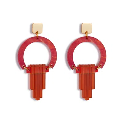 Toolally Women's Art Deco Chandeliers - Sienna Red