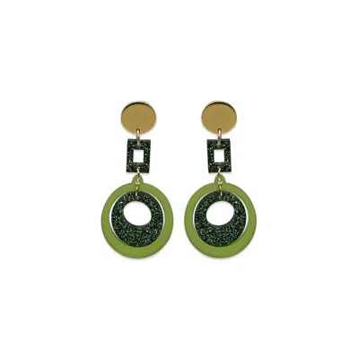 Toolally Women's Barbarella Earrings - Lime Zest & Green Glitter
