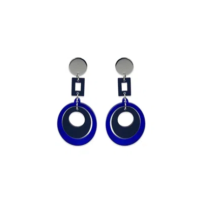 Toolally Women's Barbarella Earrings - Royal Blue & Navy Blue