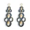 Toolally Women's Black / Gold Batik Earrings - Black Swirl & Gold Mirror