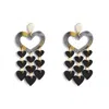 Toolally Women's Black / Gold Heart Chandeliers - Black Swirl In Black