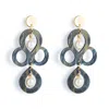 Toolally Women's Black / Gold / White Petite Batik Earrings - Black Swirl & Pearl In Blue