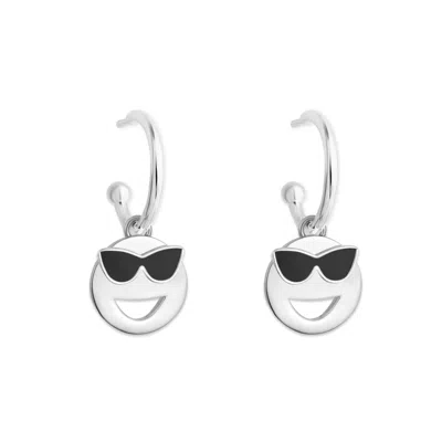 Toolally Women's Black / Silver Mood Hoops Sterling Silver - Cool In Black/silver