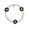 Toolally Women's Black / White Flower Pearl Bracelet - Black In White