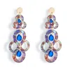 Toolally Women's Blue / Green / Gold Batik Earrings - Blue Splatter & Blue Mirror