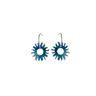 Toolally Women's Blue / Green Sun Hoop Earrings - Blue & Green Lava In Multi