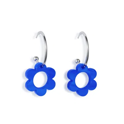 TOOLALLY WOMEN'S BLUE / SILVER CHARMING FLOWER HOOP - ROYAL BLUE & SILVER
