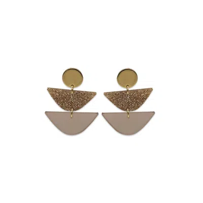 Toolally Women's Brown Equinox Drop Earrings - Champagne & Gold Glitter
