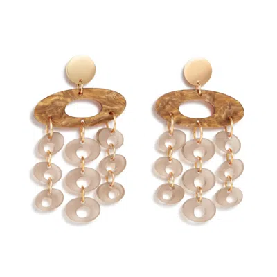 Toolally Women's Brown / Gold Hepworth Chandelier Earrings - Mocha & Champagne