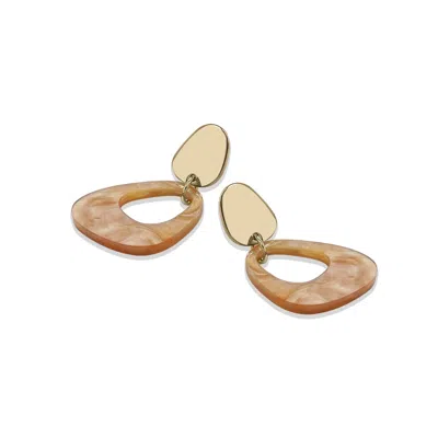 Toolally Women's Brown Pebble Drop Earrings - Caramel Swirl