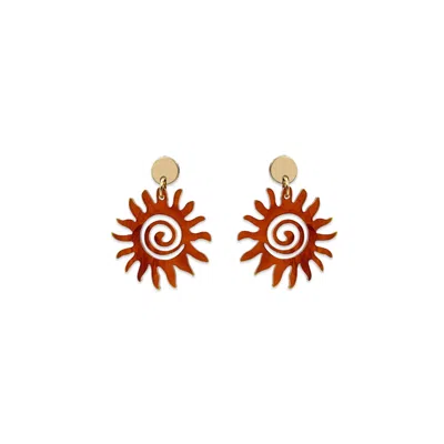 Toolally Women's Brown Sun Earrings - Tortoiseshell