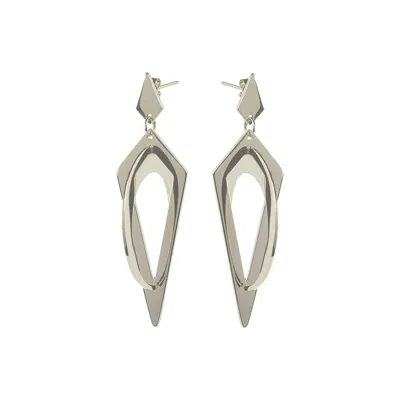 Toolally Women's Crescent Hoop Earrings - Silver In White