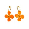 Toolally Women's Daisy Hoop Earrings - Orange In Orange