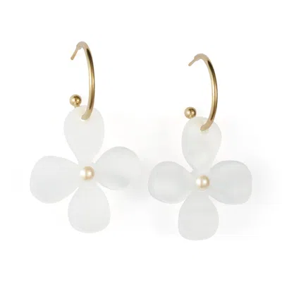 Toolally Women's Daisy Hoop Earrings -  White & Pearl