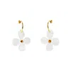 Toolally Women's Daisy Hoop Earrings - White & Topaz In Metallic