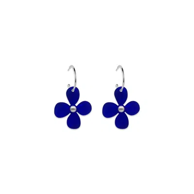 Toolally Women's Daisy Hoop Earrings - Royal Blue Pearl