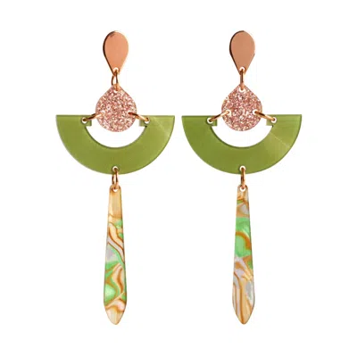 Toolally Women's Daphne Earrings - Green In Gold