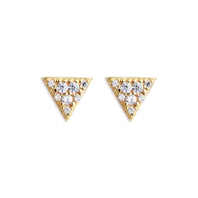 Toolally Women's Deco Triangle Studs - Gold Vermeil & Cubic Zirconia